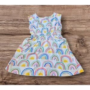 Rumi + Ryder Sleeveless Sunshine Rainbow Print Dress White Size XS (4-5)